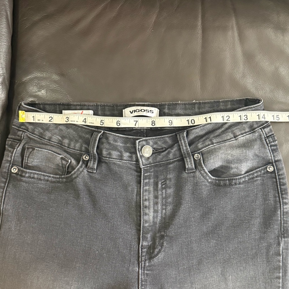 VIGOSS Womens Distressed Crop Jeans Size 27 Waist Straight Stretch Charcoal - Picture 11 of 16